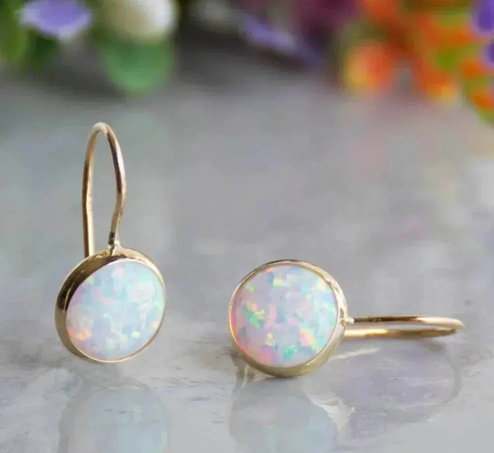 Opal Stone Gold Earrings