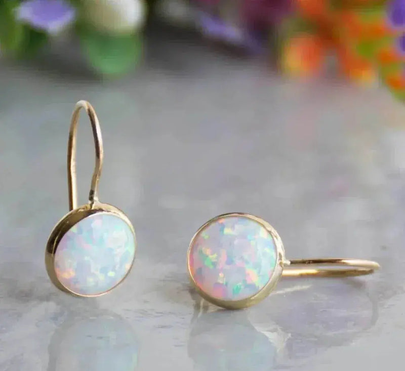 Opal Stone Gold Earrings