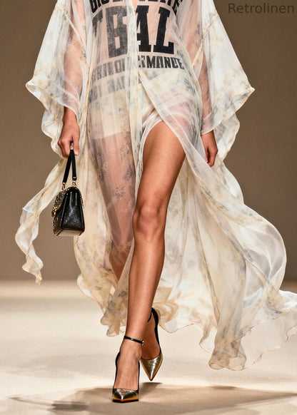 V Neck Print Chiffon Loose Cardigans Summer