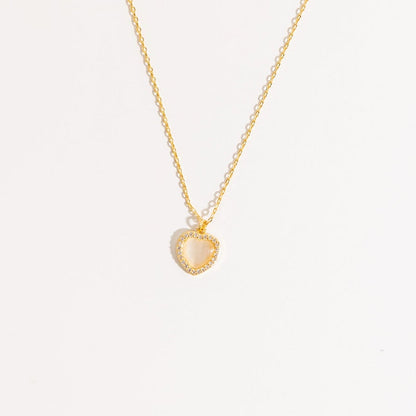 Colgante Corazón de Ópalo Blanco en Oro