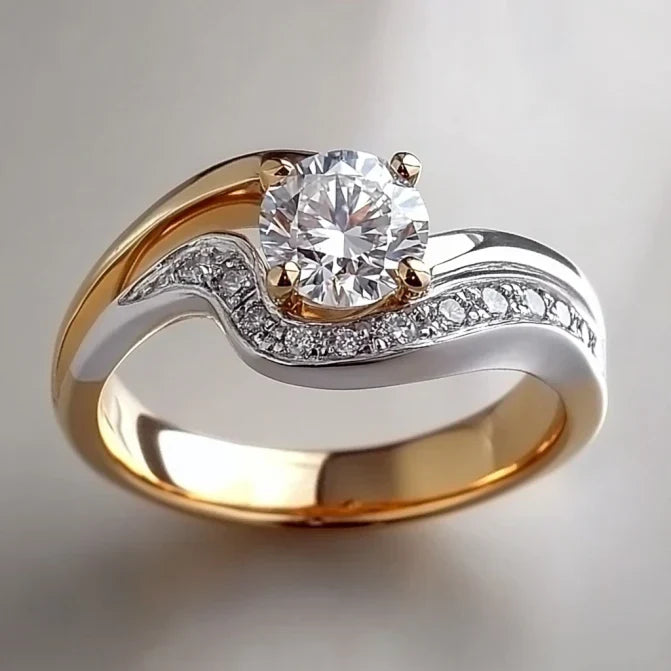 Wavy Fade Gold & Silver Bright Ring